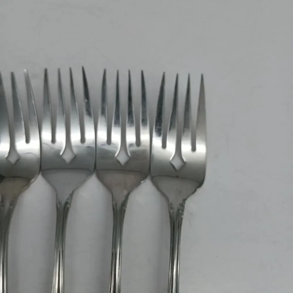 6X SF Oneida CHATEAU Stainless Flatware Salad Forks Glossy USA